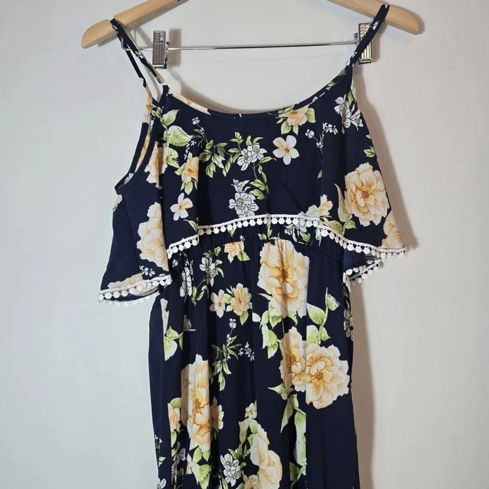 NWT Cupshe Womens Floral Flowy Maxi Dress Small Feminine Coastal Vacation Boho - Picture 8 of 10